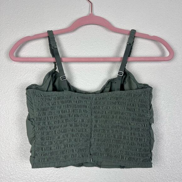 Hollister Gilly Hicks Ruched Adjustable Nylon Bustier Sage Green Top M - Picture 3 of 6